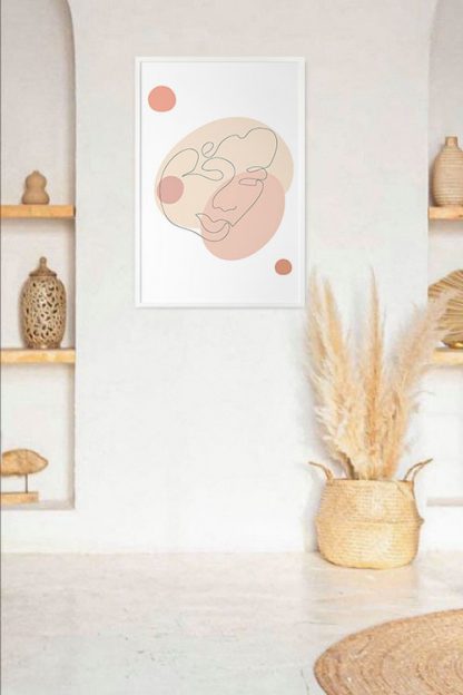 Minimal Abstract shape and Face poster in interior