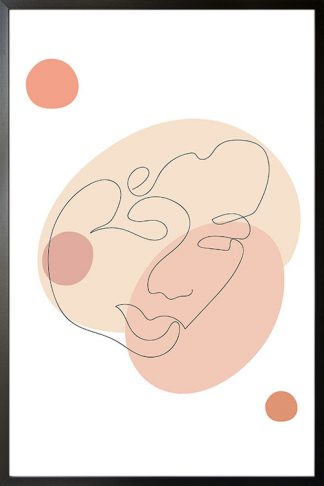 Minimal Abstract shape and Face poster with frame