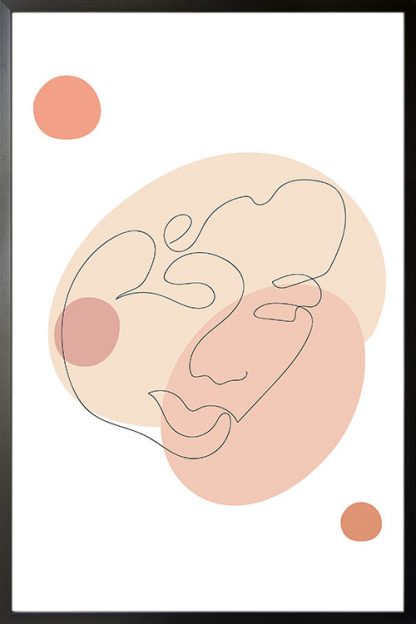 Minimal Abstract shape and Face poster with frame