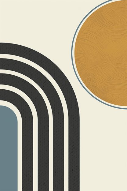 Mid century modern Sun and Rainbow poster