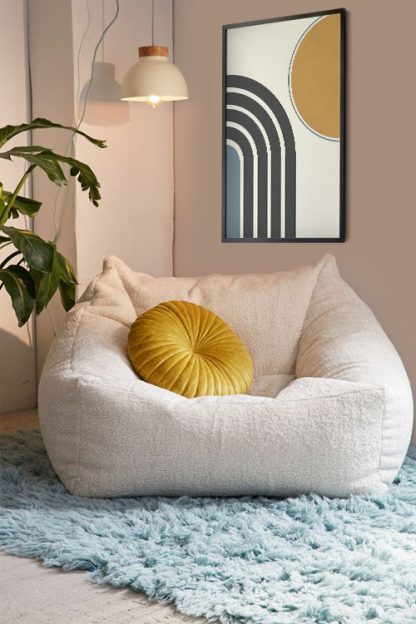 Mid century modern Sun and Rainbow poster in interior