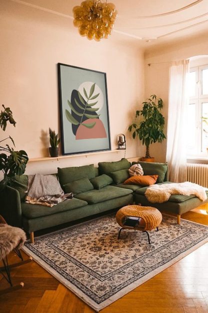 Leaf sun and assorted stone poster in interior