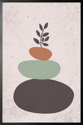 Leaf on top of stone poster with frame