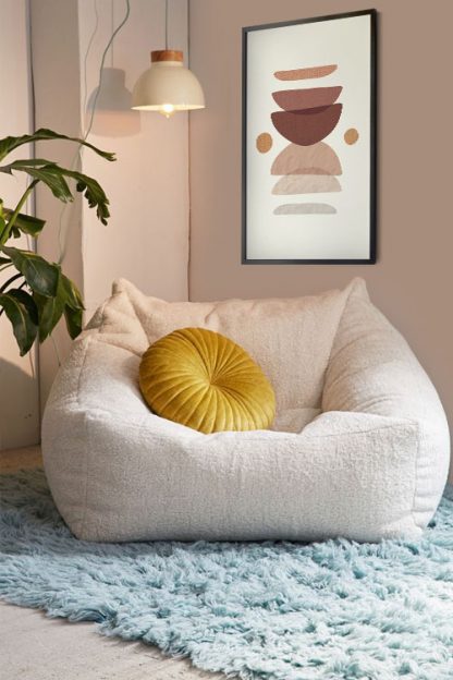 Neutral tone abstract shape poster in interior