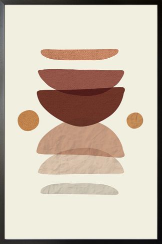 Neutral tone abstract shape poster with frame