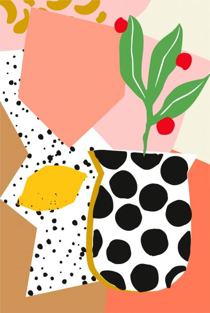 Abstract vase and lemon poster