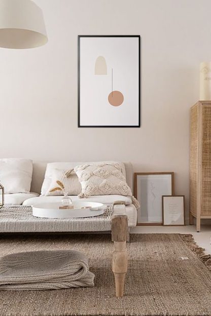 Neutral geometric shape poster in interior