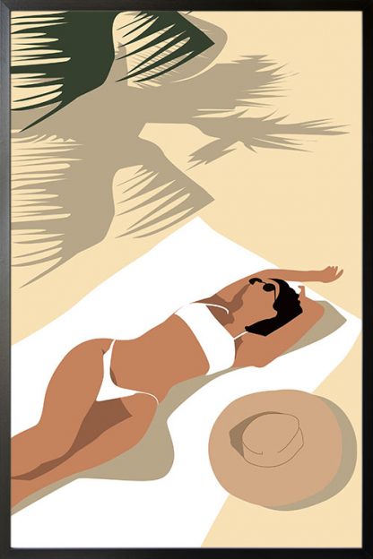abstract sunbathe in beach poster with frame