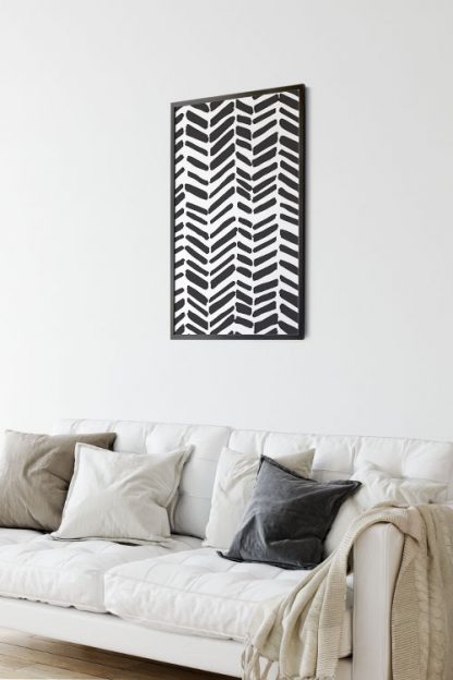 Black and white stroke pattern poster in interior