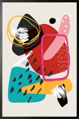 Illustration abstract shape and lines poster with frame
