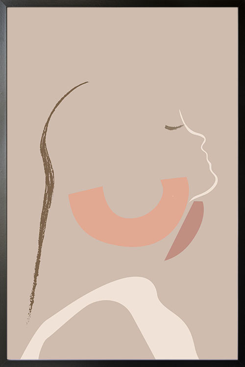 Illustration of fashionista poster with frame