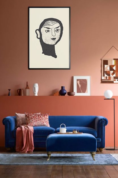 Feminine brush face poster in interior