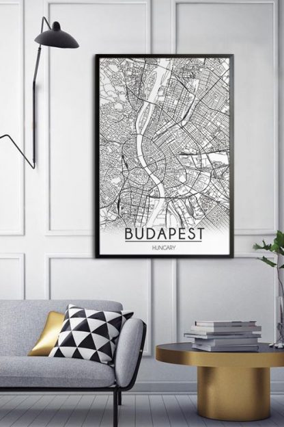 Budapest Map Line Art poster in interior
