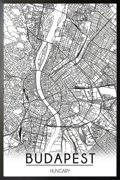 Budapest Map Line Art poster with frame