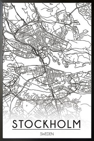 Stockholm Map Line Art Map poster with frame