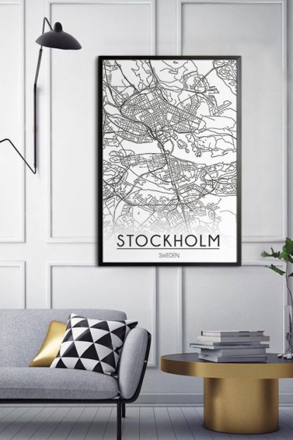 Stockholm Map Line Art Map poster in interior