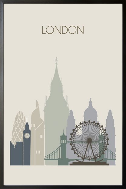 London Skyline Poster with frame