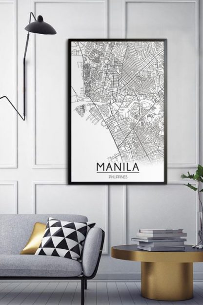 Manila Map Line Art poster in interior