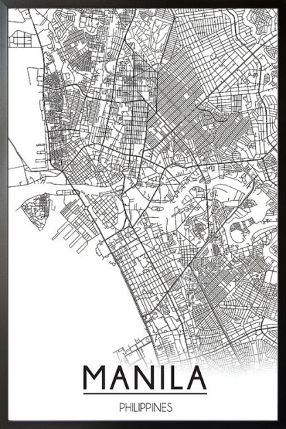 Manila Map Line Art poster with frame
