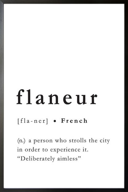 Flaneur meaning poster with frame
