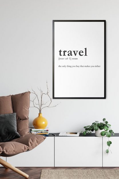 Travel meaning poster in interior