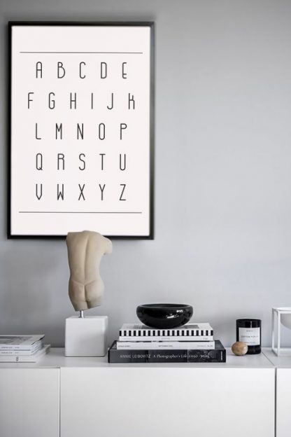 Minimalist Alphabet poster in interior