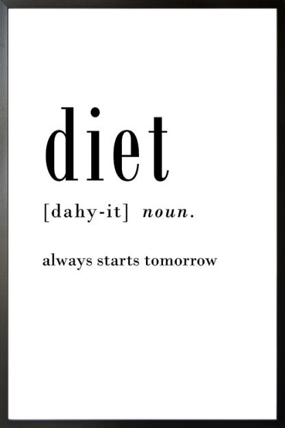 Diet meaning poster with frame