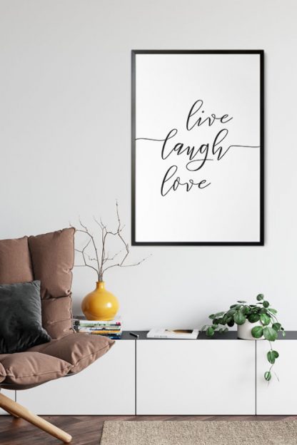 Live Laugh Love Typography poster in interior