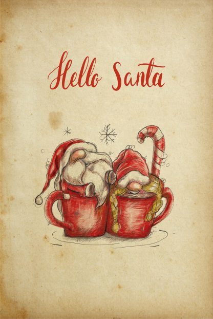 Hello santa in mug holiday poster