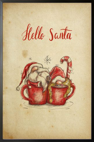 Hello santa in mug holiday poster