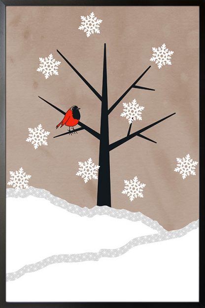 Holiday Bird on winter poster