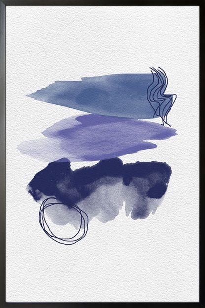 Abstract Paint Brush Blue Tones poster