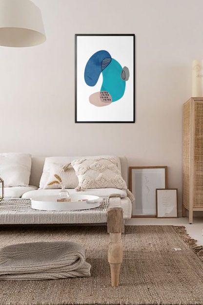 Abstract shape blue tones poster