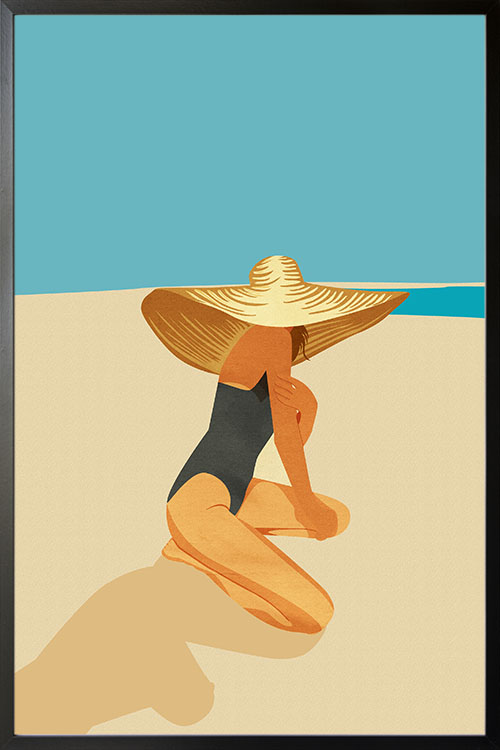 Woman in Beach Hat Poster
