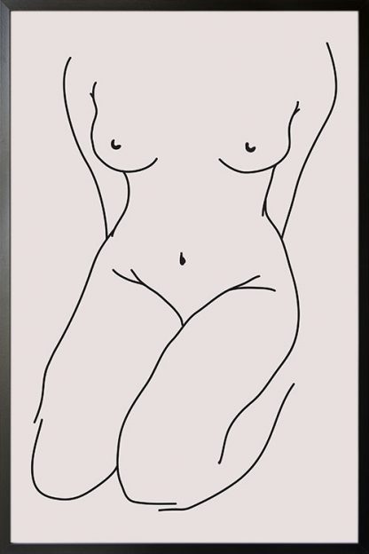 Line Art shy female body poster