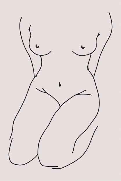 Line Art shy female body poster