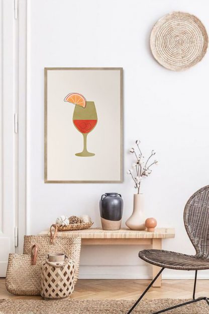 Wine glass and texture art print poster