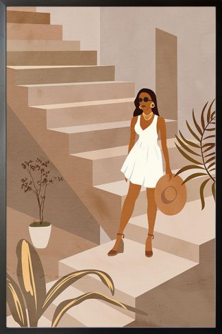 Lady in stairs poster