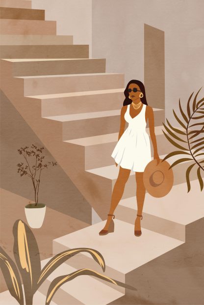 Lady in stairs poster