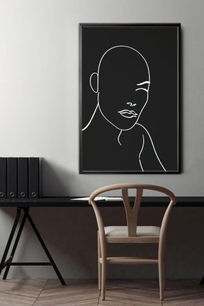 Bold women on black canvas illustration poster