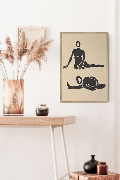 Brush stroke on two women in a different pose poster