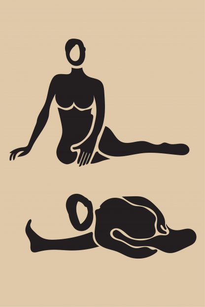 Brush stroke on two women in a different pose poster