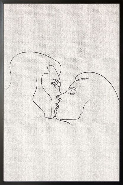 Passionate kissing illustration poster