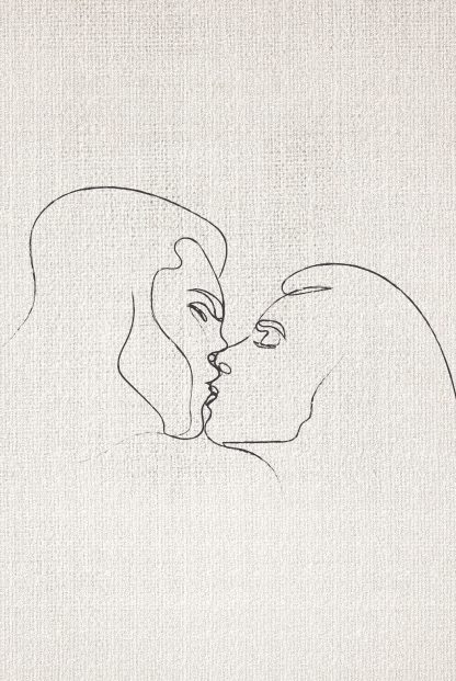 Passionate kissing illustration poster