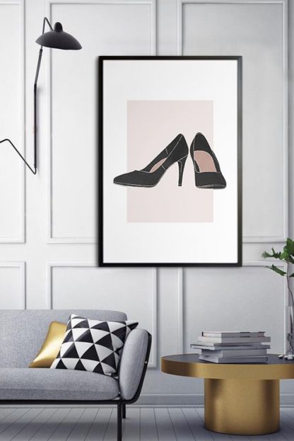 A pair of black heels illustration poster