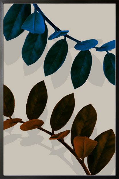 Red and blue leaves poster