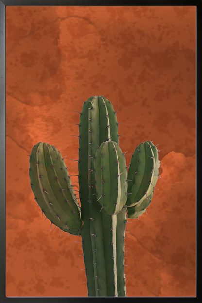 Cactus in watercolor paper background poster