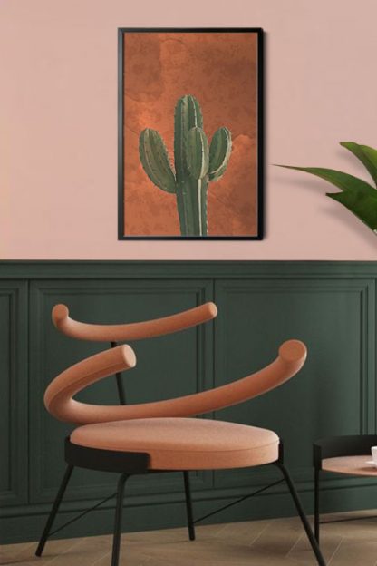 Cactus in watercolor paper background poster