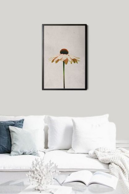 Single flower in gray background poster