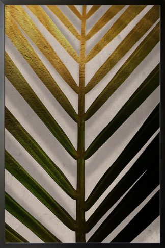 Palm leaves with gold and black texture poster